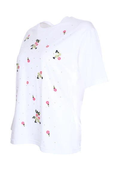 On Oversize Nakışlı Kısa Kol Kadın Bluz - Minimalist Tarz - 15