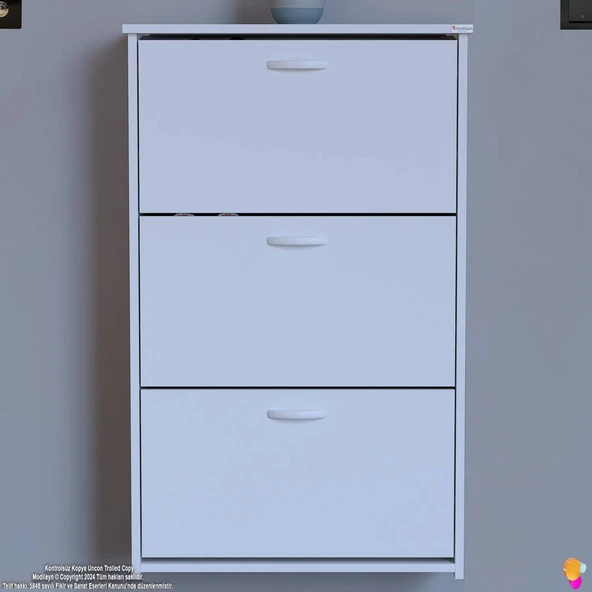 Modilayn WEST Asma Kapı Önü 72x116x26 cm’lik 3 Düşer Kapak 6 Göz Bölmeli Ayakkabılık - 4
