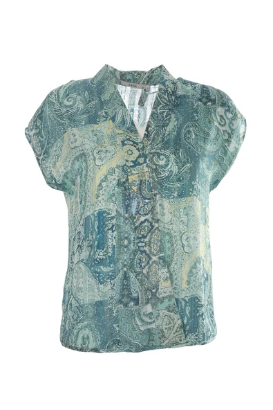 Ekol V Yaka Düşük Kol Şal Desen Kadın Bluz 25YEKL03140 - 2