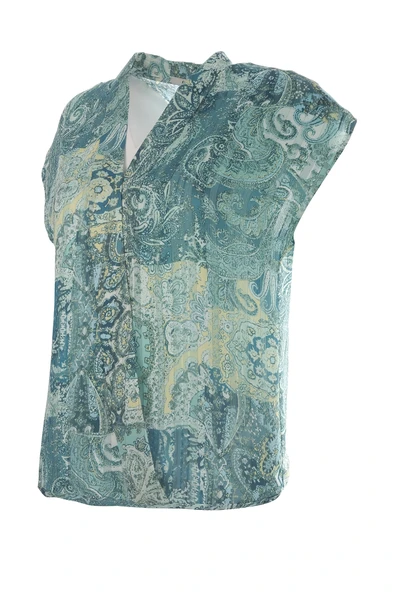 Ekol V Yaka Düşük Kol Şal Desen Kadın Bluz 25YEKL03140