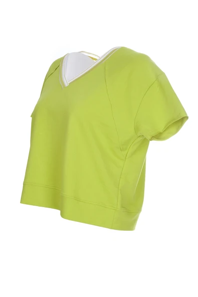 Ysatis Minimalist V Yaka Kısa Kol Crop Bluz - Günlük Kullanım