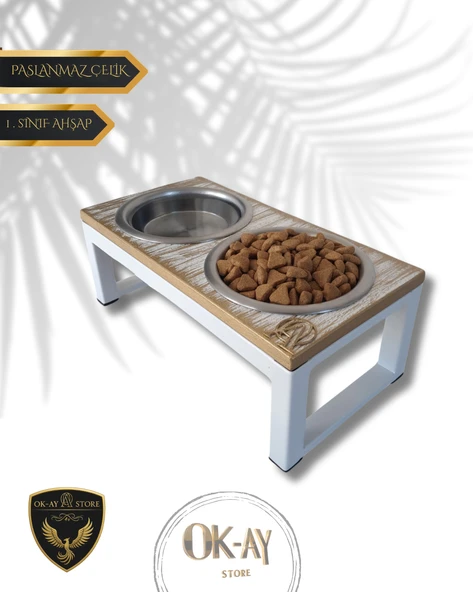 Kedi ve Köpekler İçin Sağlıklı Yeme Standı, Paslanmaz Çelik Şık Tasarım ve Kaymaz Ayaklar ürün görseli