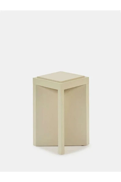 Metto | Premium Ahşap Krem Modern Yan Sehpa | Minimalist Kare Tasarım