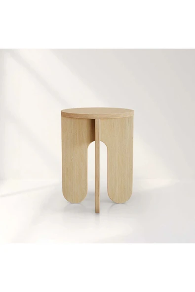 Lemta | Vidasız Kurulumlu Ahşap Yan Sehpa & Tabure | Modern Tasarım (45X30CM)