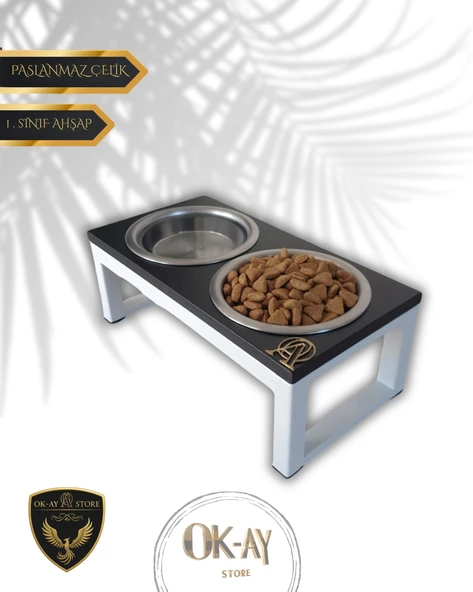 Kedi ve Köpekler İçin Sağlıklı Yeme Standı, Paslanmaz Çelik Şık Tasarım ve Kaymaz Ayaklar ürün görseli