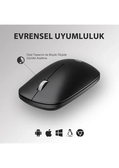 Lenovo Lecoo WS214 Siyah Sessiz Ergonomik Optik Kablosuz Mouse - 4