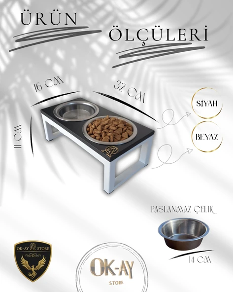 Kedi ve Köpekler İçin Sağlıklı Yeme Standı, Paslanmaz Çelik Şık Tasarım ve Kaymaz Ayaklar - Resim 2