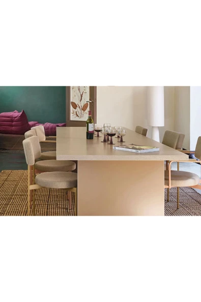 PASAWOODS Bruli | Modern Krem Dikdörtgen Masa | 280x100 Cm | Toplantı / Çalışma / Yemek Masası