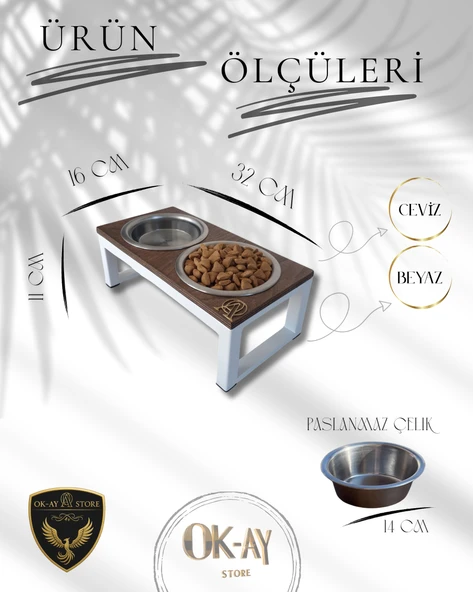 Kedi ve Köpekler İçin Sağlıklı Yeme Standı, Paslanmaz Çelik Şık Tasarım ve Kaymaz Ayaklar - Resim 2