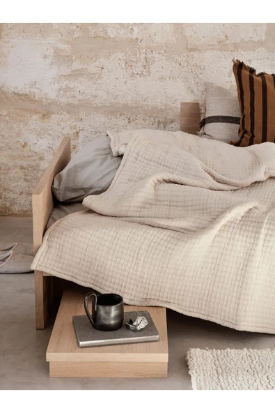 PASAWOODS Montori | Minimal Doğal Ahşap Komodin | Alçak Tasarım Yatak Yanı Sehpası | 10x35x49 Cm - 2