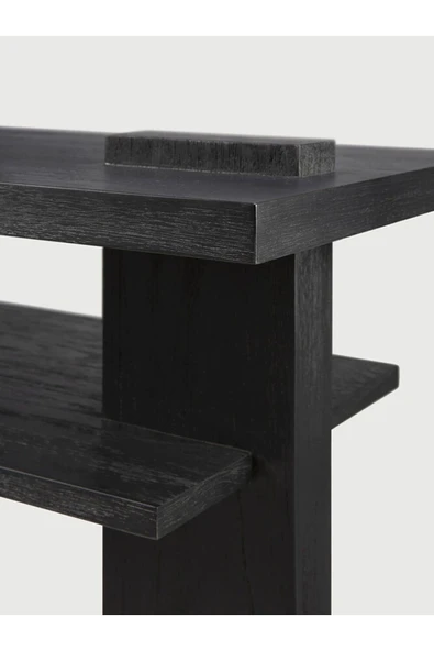 PASAWOODS Absort | Siyah Ahşap Konsol | 133x41x84 Cm | Giriş Sehpası – Raflı Minimal Tasarım | Premium Malzeme - 5