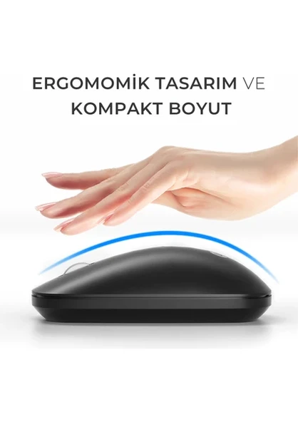 Lenovo Lecoo WS214 Siyah Sessiz Ergonomik Optik Kablosuz Mouse - 5
