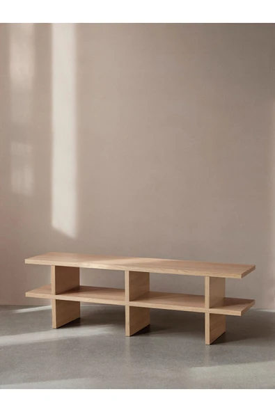 PASAWOODS Alongi | Doğal Ahşap Modern Tv Sehpası | Minimalist Tasarım | 140 Cm