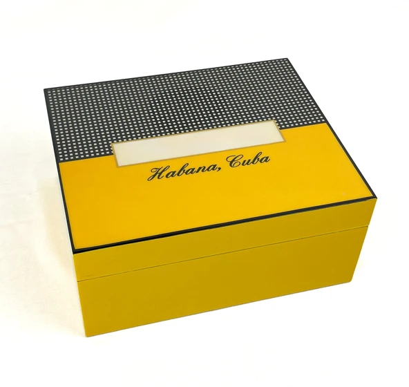 Puro Saklama Kutusu - Humidor Sarı/Kareli - 2