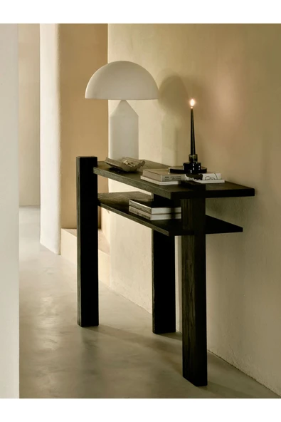 PASAWOODS Absort | Siyah Ahşap Konsol | 133x41x84 Cm | Giriş Sehpası – Raflı Minimal Tasarım | Premium Malzeme - 2