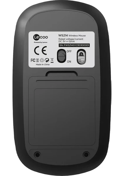 Lenovo Lecoo WS214 Gri Sessiz Ergonomik Optik Kablosuz Mouse - 7