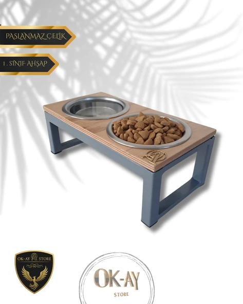 Kedi ve Köpekler İçin Sağlıklı Yeme Standı, Paslanmaz Çelik Şık Tasarım ve Kaymaz Ayaklar ürün görseli