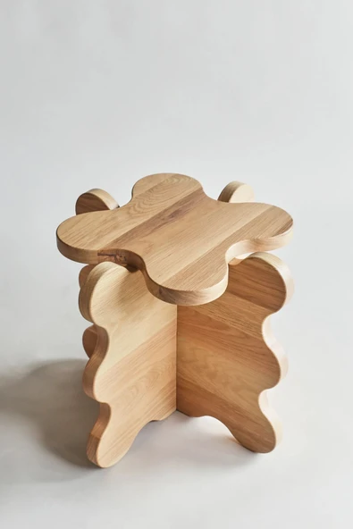 PASAWOODS Lumo | Meşe | Bulut Tasarım Natürel Tabure | Modern & Dekoratif Tabure (45X40CM)