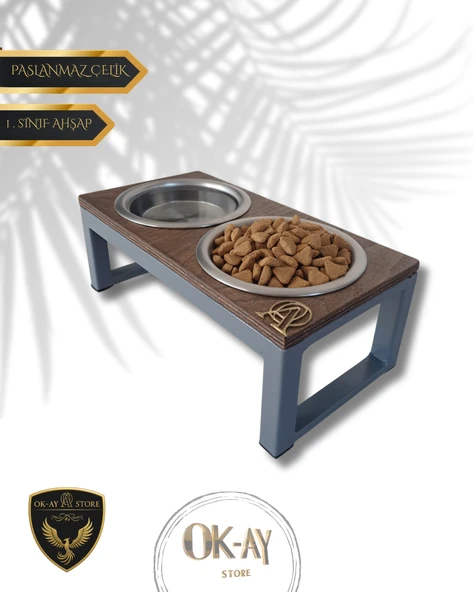 Kedi ve Köpekler İçin Sağlıklı Yeme Standı, Paslanmaz Çelik Şık Tasarım ve Kaymaz Ayaklar ürün görseli