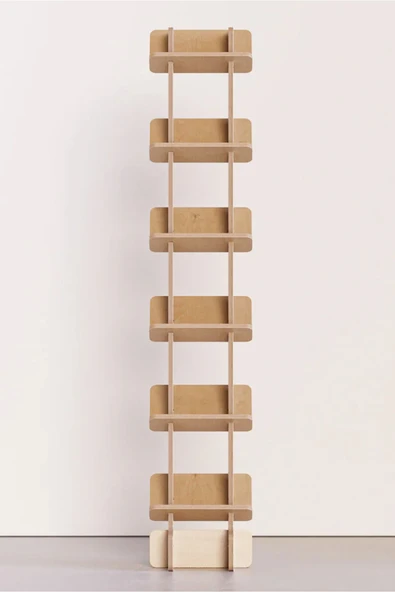 PASAWOODS Tungo Ahşap Geçmeli Kitaplık | Vidasız Kolay Kurulum | Dekoratif Dar Alan Rafı (8 Katlı) - 6