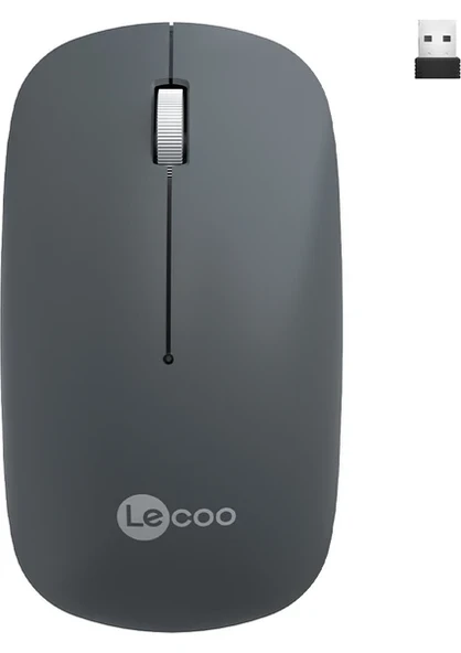 Lenovo Lecoo WS214 Gri Sessiz Ergonomik Optik Kablosuz Mouse