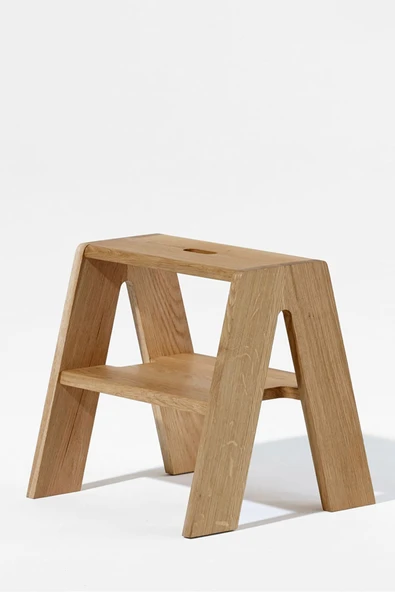 PASAWOODS Stephan Doğal Meşe Merdiven Tabure 2 Basamaklı Çok Amaçlı Dekoratif Tabure - 3