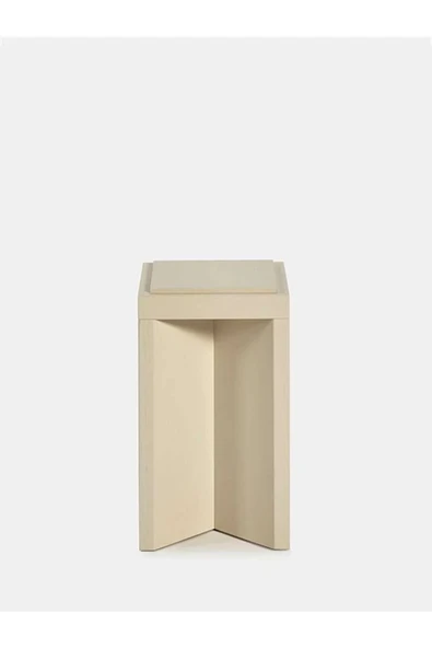 PASAWOODS Metto | Premium Ahşap Krem Modern Yan Sehpa | Minimalist Kare Tasarım - 2