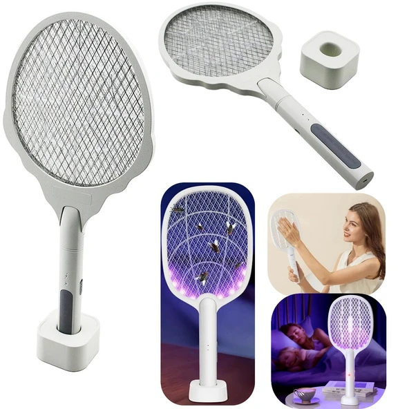 MTS520001 USB Şarjlı Uv Işıklı Elektrikli Sivrisinek Öldürücü Raket Sinek Öldürücü Sineksavar - 6