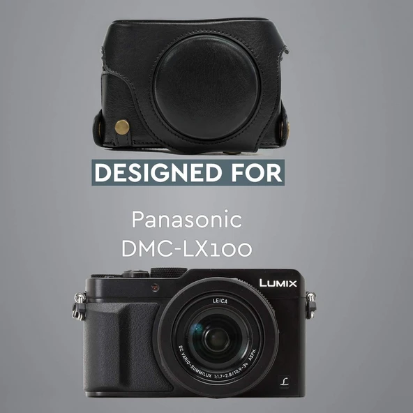 MegaGear MG661 Panasonic Lumix DMC-LX100 Deri Kamera Çantası Siyah - 7