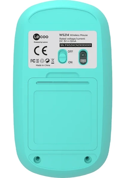 Lenovo Lecoo WS214 Turkuaz Sessiz Ergonomik Optik Kablosuz Mouse - 8