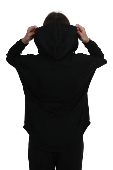 Kadın Modal Kumaş Yumuşak Dokulu Fermuarlı  Rahat Kalıp Siyah Kapüşonlu Ceket Hırka - 5