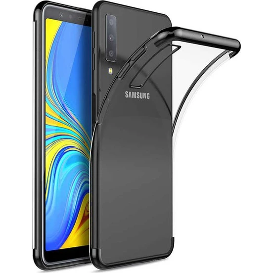 Samsung Galaxy A7 2018 Glitter Silikon Kılıf - Siyah - 1