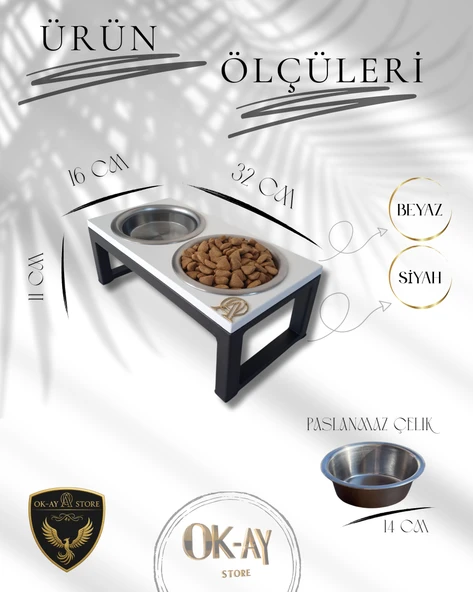 Kedi ve Köpekler İçin Sağlıklı Yeme Standı, Paslanmaz Çelik Şık Tasarım ve Kaymaz Ayaklar - Resim 2