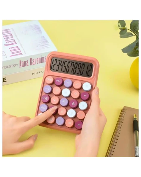 Runzon Renkli Elektronik Hesap Makinesi Pembe RZ817 - 3