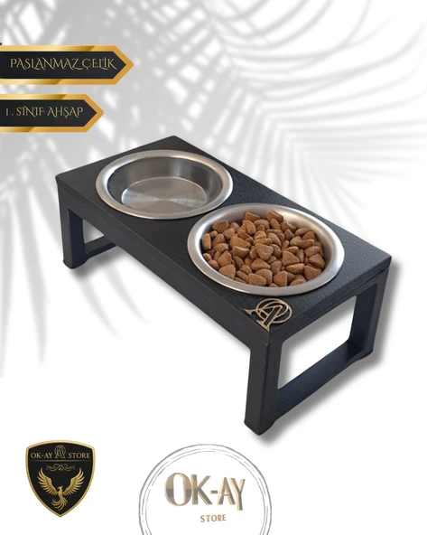 Kedi ve Köpekler İçin Sağlıklı Yeme Standı, Paslanmaz Çelik Şık Tasarım ve Kaymaz Ayaklar ürün görseli