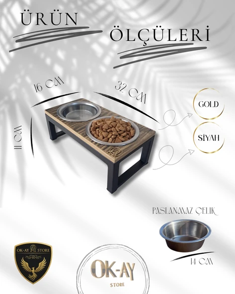 Kedi ve Köpekler İçin Sağlıklı Yeme Standı, Paslanmaz Çelik Şık Tasarım ve Kaymaz Ayaklar - Resim 2