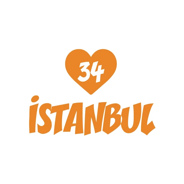 Kalpli 34 İstanbul Araba Sticker 17x17 Cm Turuncu