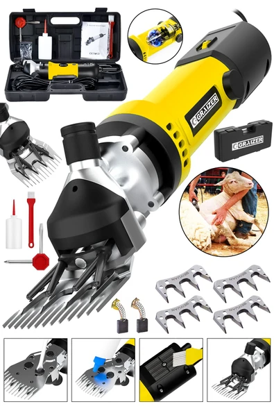 Graizer Powerforge 9800 Watt Çift Kartlı Metal Şanzıman Isınmaya Karsı Korumalı Koyun Kırkma Makinesi-Sarı