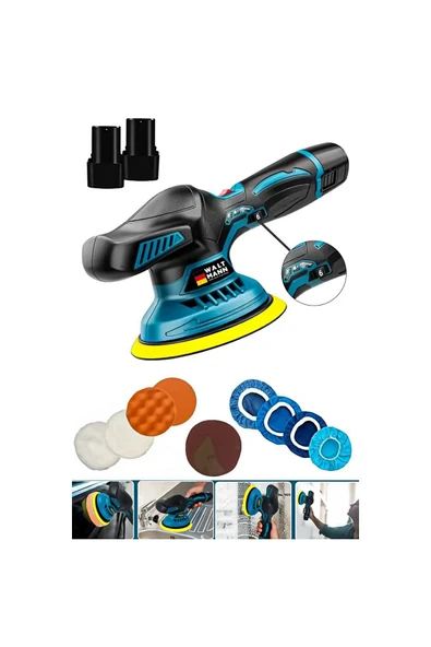 WaltMann WM1420 Devir Ayarlı 2x Akülü Orbital Eksantirik Polisaj Pasta Zımpara Makinesi 1150 ml