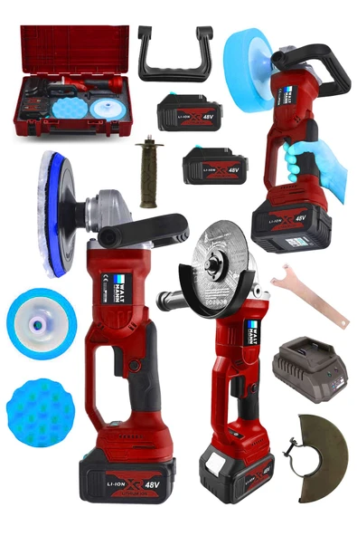 WaltMann Ultra Set 2'li 58vf Şarjlı Taşlama + Polisaj Makinası Kırmızı