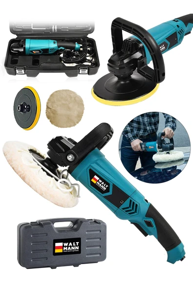 WaltMann Devir Ayarlı Polisaj Makinesi 1300 Watt 180mm 6 Kademeli Pasta Cila Kiti Hediye