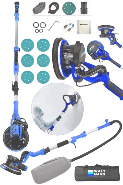 WaltMann 360'Ledli 1100W Pro Alçıpan Duvar Zımpara Makinası Toz Emmeli