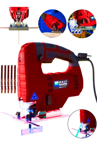 WaltMann Professional Devir Ayarlı Dekupaj Bıçkı Testere Makinası Bakır Sargılı Lazerli-Kırmızı