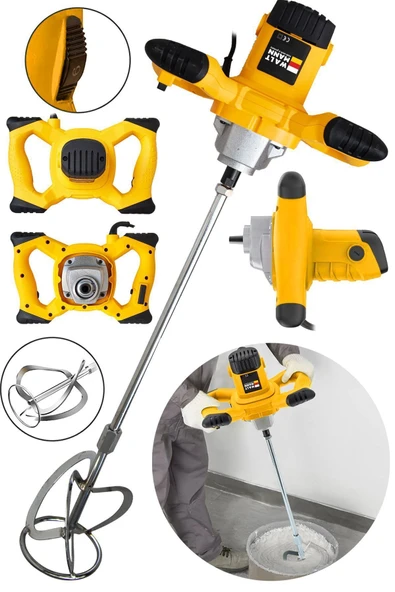 WaltMann Germany  Sarı Devir Ayarlı 9600W Elektrikli Alçı Boya Harç Karıştırıcı Mikser - 2