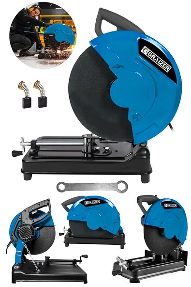 2600 Watt Çelik Dişli Şanzuman Bakır Sargılı 355 Mm Profil Ahşap Metal Kesim Makinesi-Mavi - 2