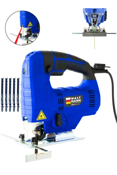 WaltMann Germany Professional Devir Ayarlı Dekupaj Bıçkı Testere Lazerli 1200 W - Mavi