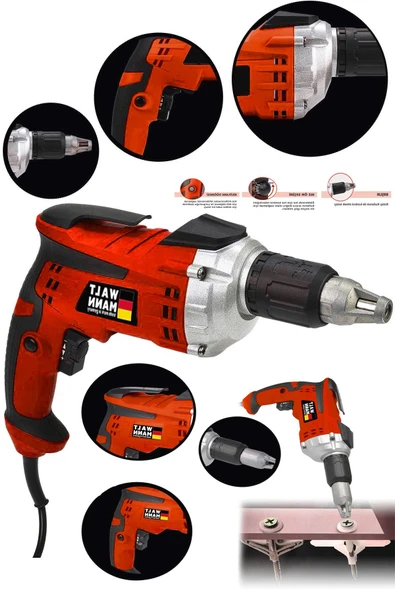 WaltMann Germany Profesyonel Alçıpan Vidalama Mavi 520watt - Kırmızı - Model