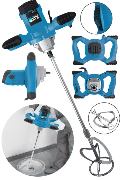 WaltMann Germany Devir Ayarlı 9600W Elektrikli Alçı Boya Harç Karıştırıcı - Turkuaz - Model - No11 - 2