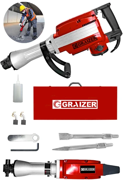 Graizer Powerforge 5800 Pro 17 Kg Büyük Tip Kırıcı Hilti 70 Joule Taşıma Çantalı-Kırmızı