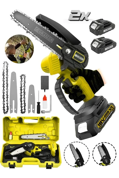 Powerforge Profesyonel Metal Dişli 18v 1.5ah Şarjlı Dal Budama Testeresi-Sarı - 2